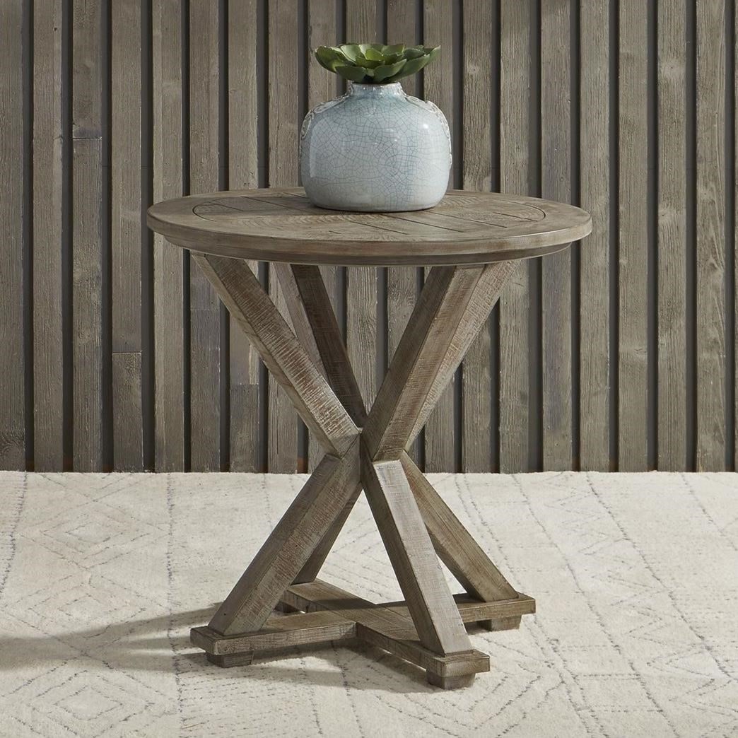 Rustic round side table coffee table